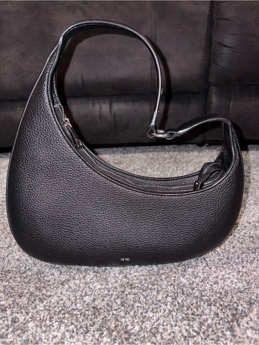 JW PEI Black Pebbled Crescent Bag